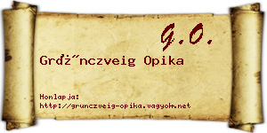 Grünczveig Opika névjegykártya